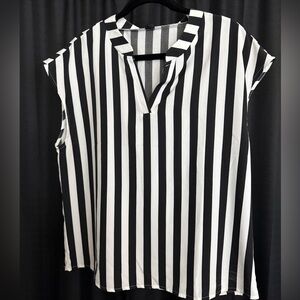 Black and White Striped Women's Top